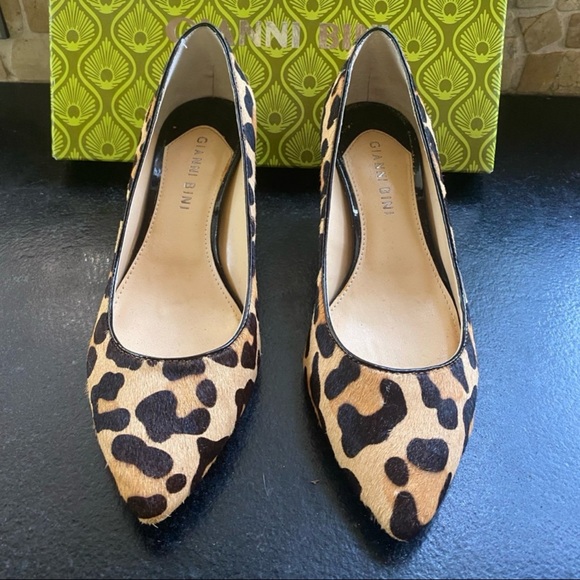 GIANNI BINI LEOPARD KITTEN HEELS SZ 6 - Picture 1 of 10